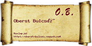 Oberst Bulcsú névjegykártya